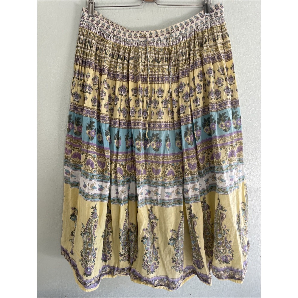 La Cera Midi Skirt Size M Floral Hippie Boho Festival‎ Pullon Flowy Paisley